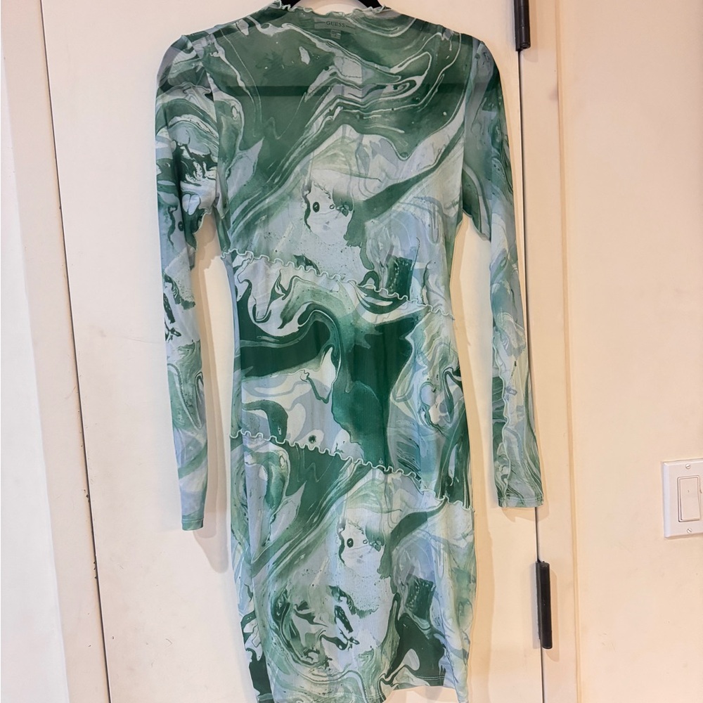 GUESS Elegant Green Marble Dress Short size M - Picture 3 of 5